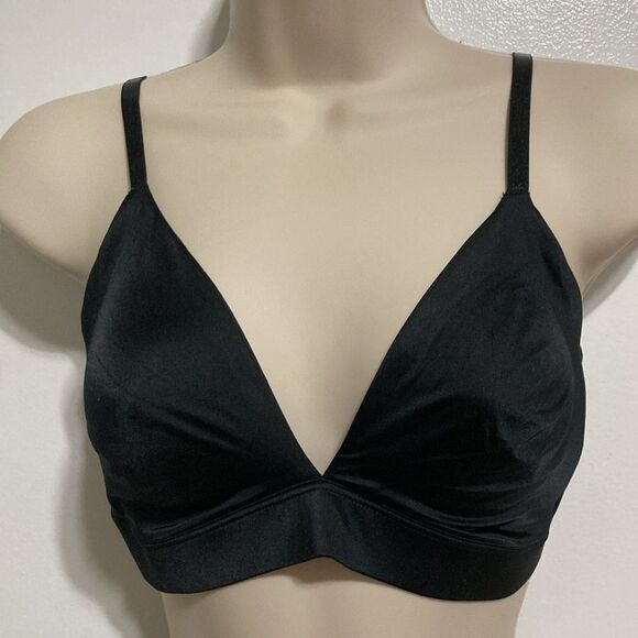GAP Bralette Black Satin Triangle New Cashmere Womens Large - Picture 3 of 13